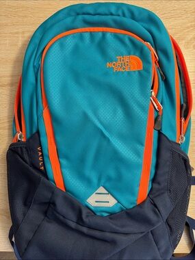 The North Face Backpack in Teal with Orange Trim